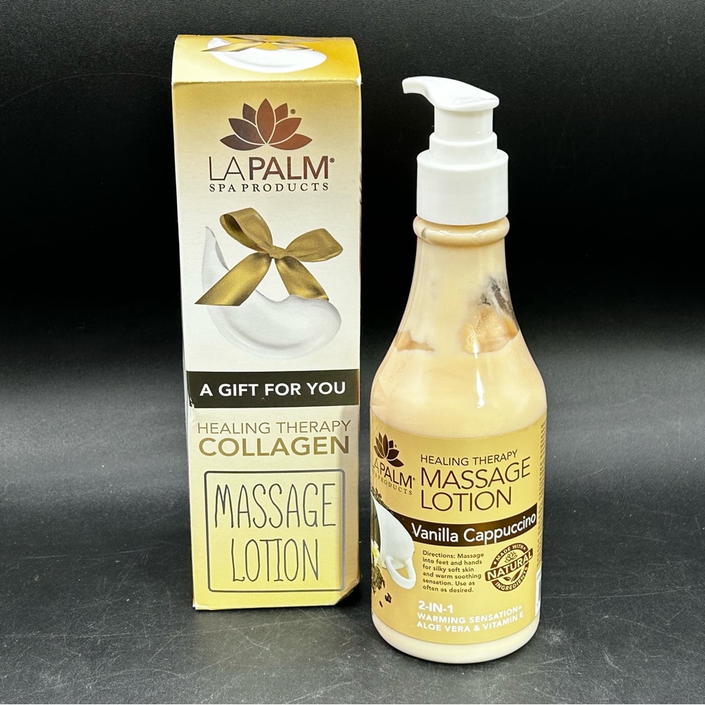 La Palm Healing Therapy Collagen Massage Lotion Vanilla Cappuccino 8 fl oz